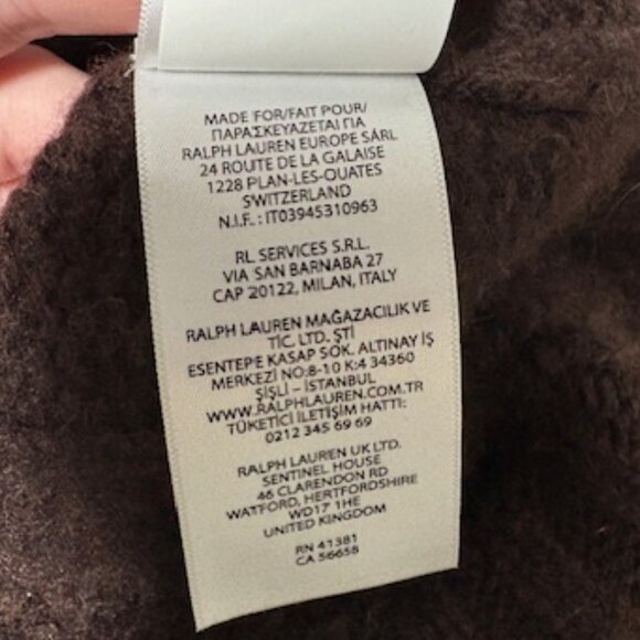 POLO Ralph Lauren 100% Cable-knit Cashmere Chocolate Brown Turtleneck - Picture 7 of 9